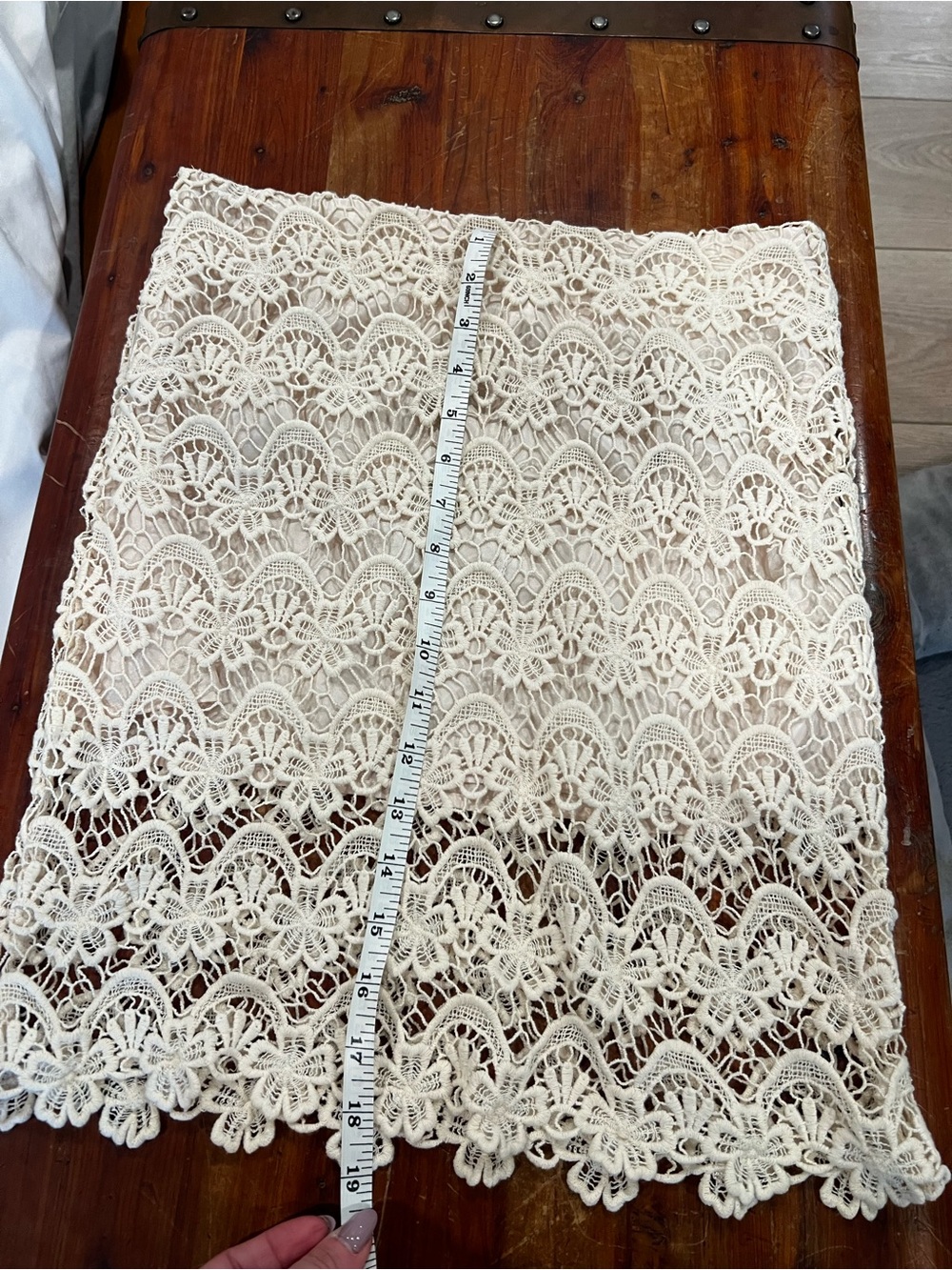 Cream Crochet Lace Pencil Skirt